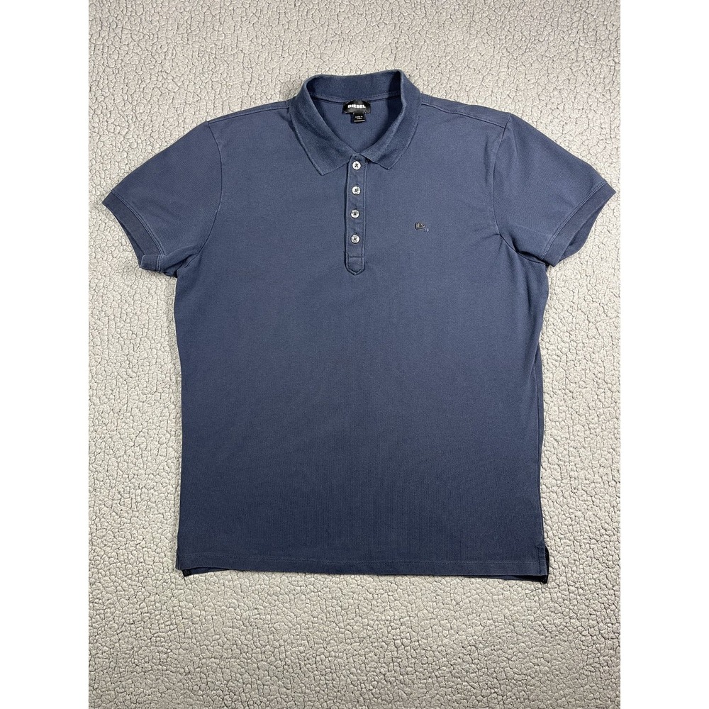 Diesel Polo Shirt Mens Sz XL (Fits Like L) Navy D.78 Logo Short Sleeve Stretch